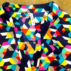 Dress shirt style dress with drawstring waist